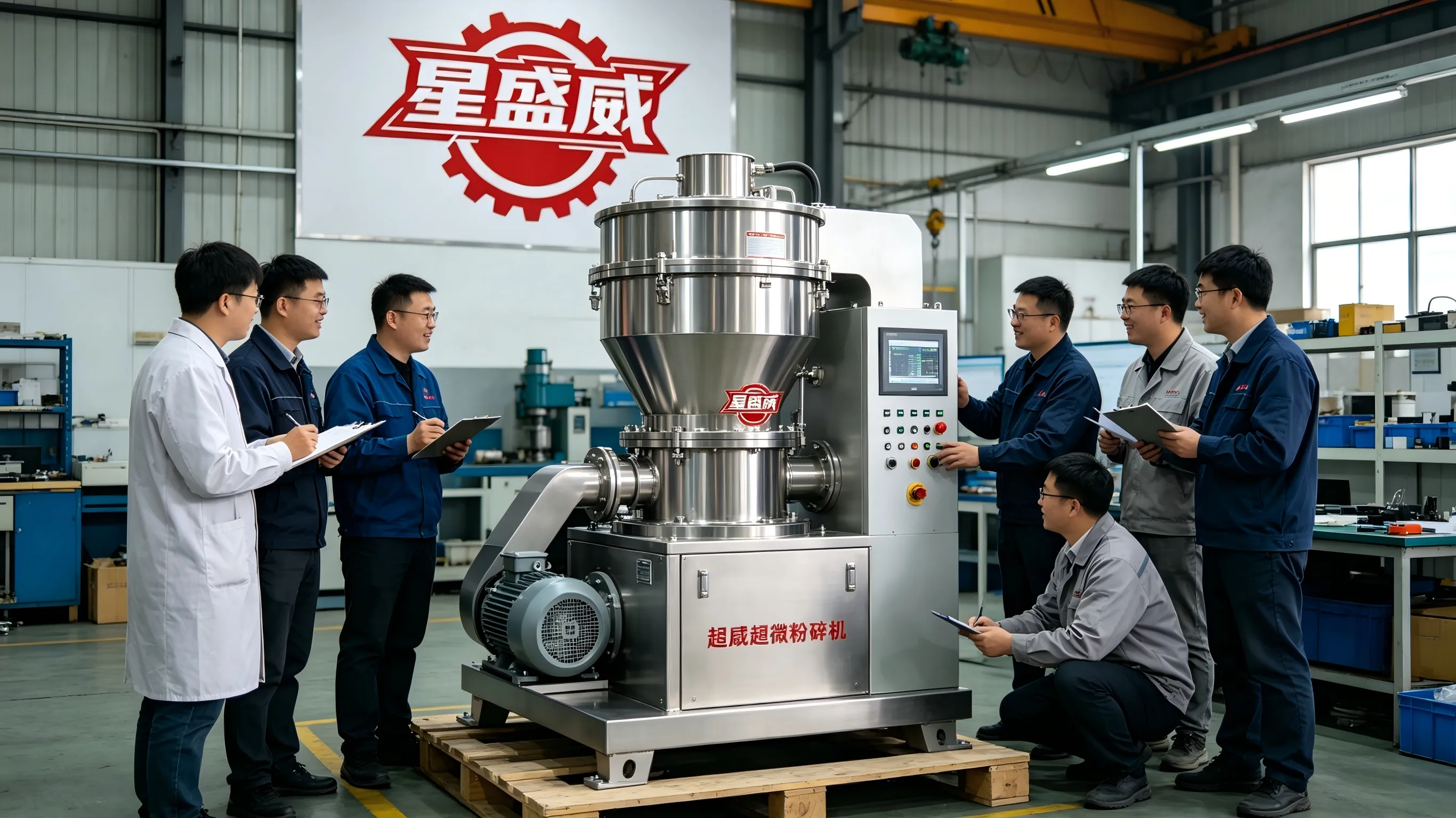 Một nhóm người mua từ nhiều khu vực ở Giang Tô, Sơn Đông và Hà Bắc đã đến thăm Nhà máy Máy móc Xingshengwei để tiến hành thử nghiệm tại chỗ và hoàn thiện kế hoạch mua sắm Máy nghiền siêu mịn